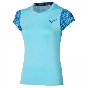 Mizuno Charge Printed Tee Lichtturquoise | QQME8954