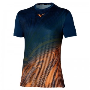 Mizuno Charge Shadow Graphic Tee Donkerblauw | KONV9653