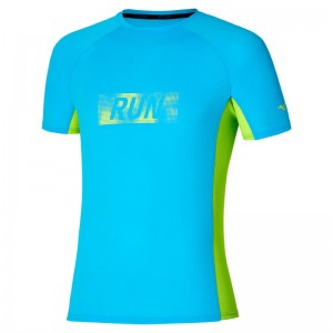 Mizuno Dryaeroflow Graphic Tee Blauw | QWLT7992