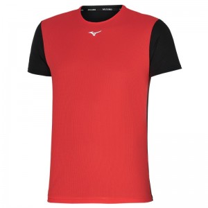 Mizuno Dryaeroflow Tee Rood Zwart | WHHJ3320