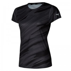 Mizuno Impulse Core Graphic Tee Zwart | VZQT3685