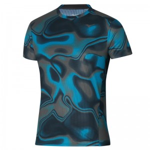 Mizuno Premium AERO Tee Blauw Zwart | YZWD4054