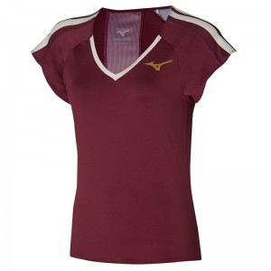 Mizuno Printed Tee Bordeaux | UJFY0643