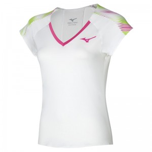 Mizuno Printed Tee Wit Fuchsie | ZBNU0440