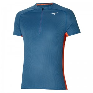 Mizuno Trail Dryaeroflow HZ Tee Blauw | ZWFM8707