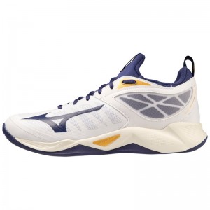 Mizuno WAVE Dimension Wit Blauw Goud | CCQU7155