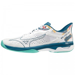 Mizuno WAVE Exceed Tour 5 AC Wit Turquoise | PXWQ8260