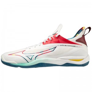 Mizuno WAVE Mirage 4 Wit Rood Blauw | CIUH4040