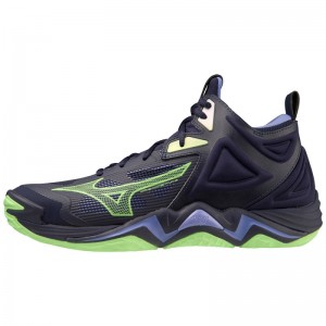 Mizuno WAVE Momentum 3 Mid Donkerblauw Groen Paars | SKFV5490