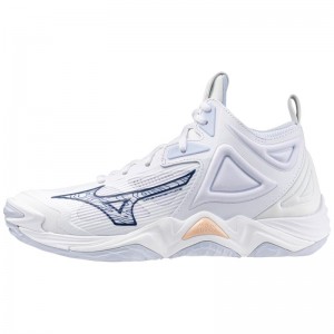 Mizuno WAVE Momentum 3 Mid Wit Donkerblauw Lichtoranje | PQZF1773