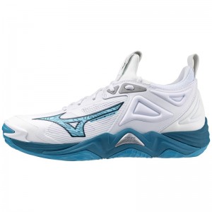 Mizuno WAVE Momentum 3 Wit Blauw Zilver | ESPU8430