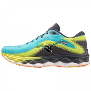 Mizuno WAVE Sky 7 Blauw Wit Geel | NQEZ0051