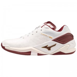 Mizuno WAVE Stealth Neo Wit Bordeaux Goud | GJHJ3044