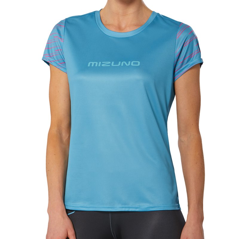 Mizuno Athletics Graphic Tee Blauw | HKEB7805