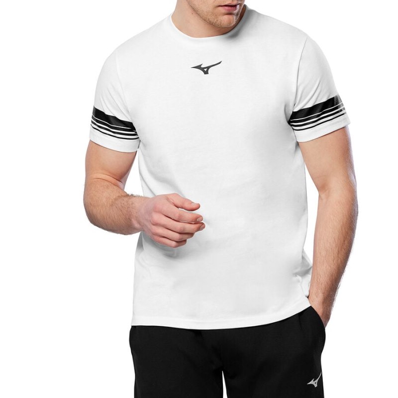 Mizuno Athletics Tee Wit Zwart | KBPV8961