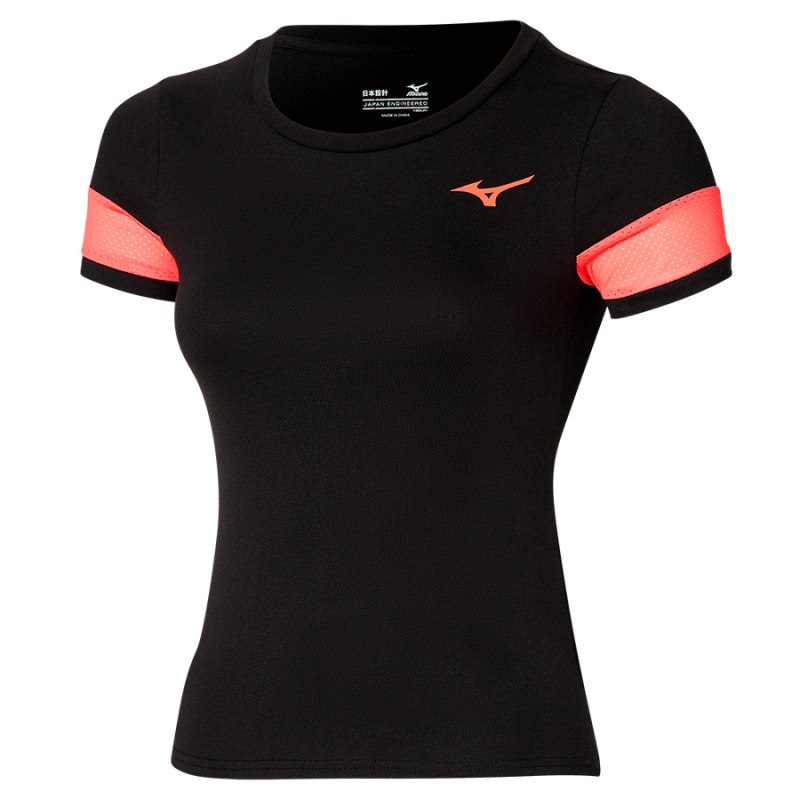 Mizuno Athletics Tee Zwart | LHBM9984