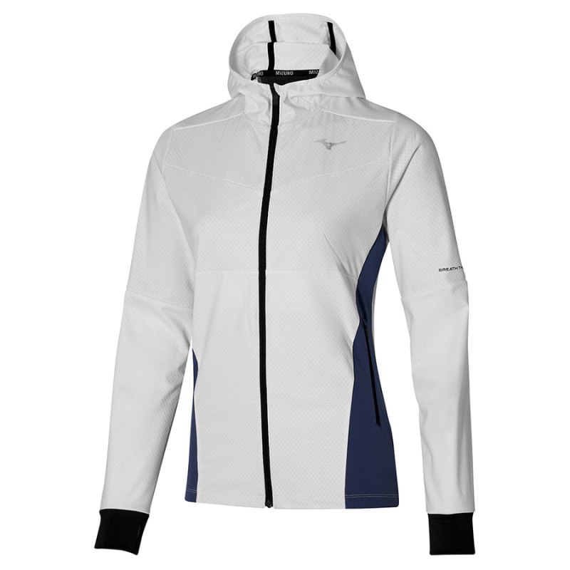 Mizuno Breath Thermo Jacket Wit Donkerblauw | FWZI8281