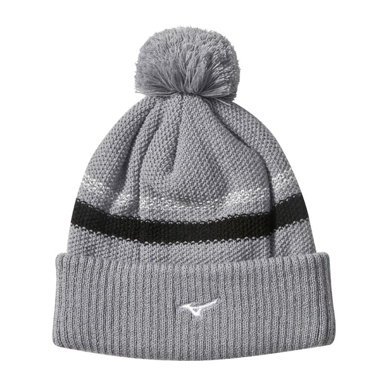 Mizuno Breath Thermo Pom Pom Hat Grijs | ABZQ1138