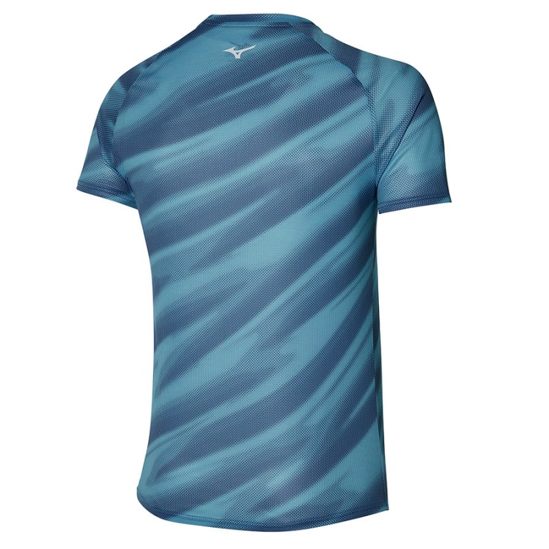 Mizuno Dryaeroflow Graphic Tee Blauw | DTUJ8111