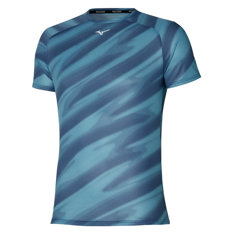 Mizuno Dryaeroflow Graphic Tee Blauw | DTUJ8111