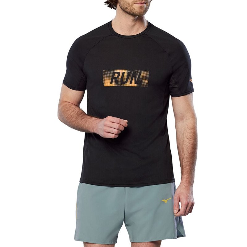 Mizuno Dryaeroflow Graphic Tee Zwart | ZXSD3643