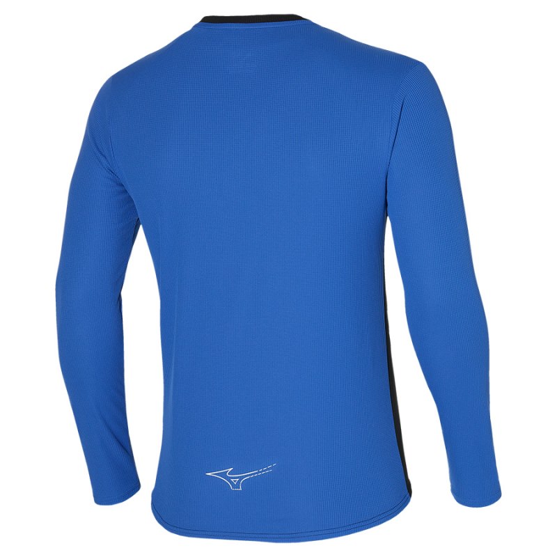 Mizuno Dryaeroflow LS HZ Blauw Zwart | CBYU8113