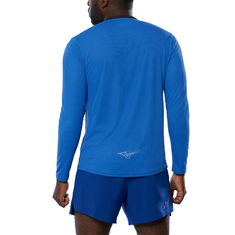 Mizuno Dryaeroflow LS HZ Blauw Zwart | CBYU8113