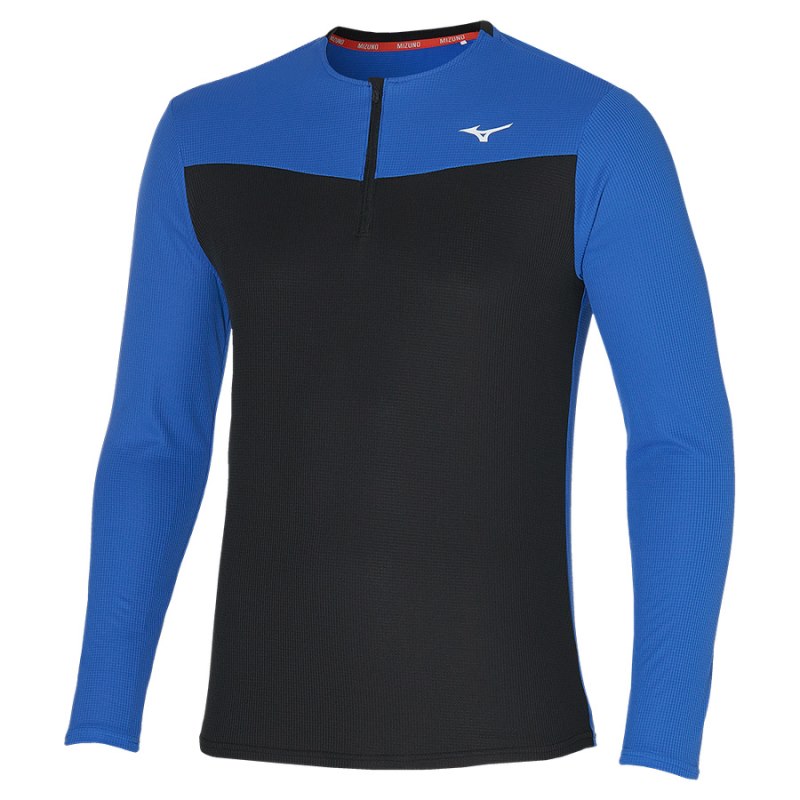 Mizuno Dryaeroflow LS HZ Blauw Zwart | KRMT4330