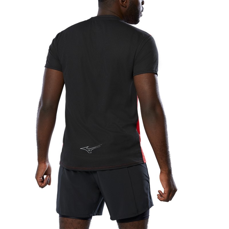 Mizuno Dryaeroflow Tee Rood Zwart | WHHJ3320