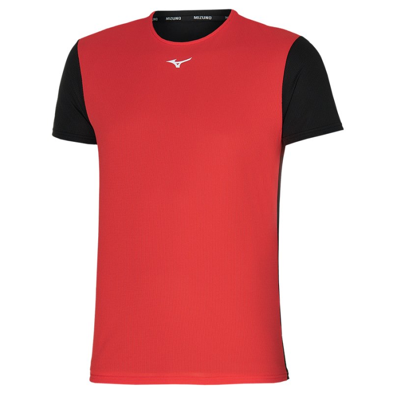 Mizuno Dryaeroflow Tee Rood Zwart | WHHJ3320