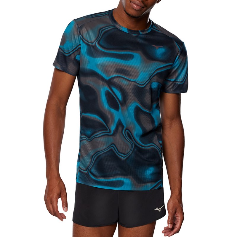 Mizuno Premium AERO LS Tee Blauw Zwart | MYCV0470