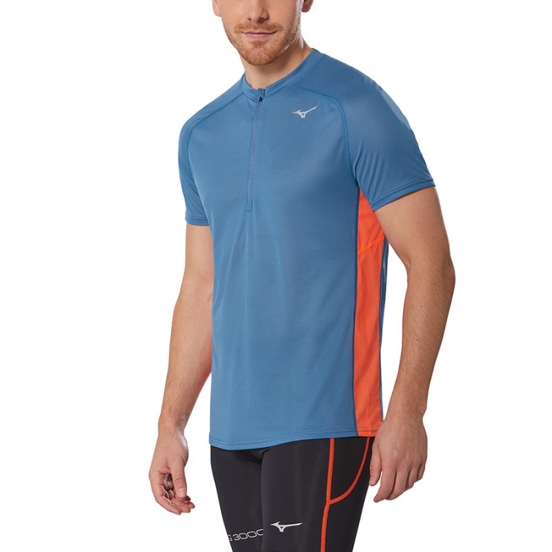 Mizuno Trail Dryaeroflow HZ Tee Blauw | ZWFM8707