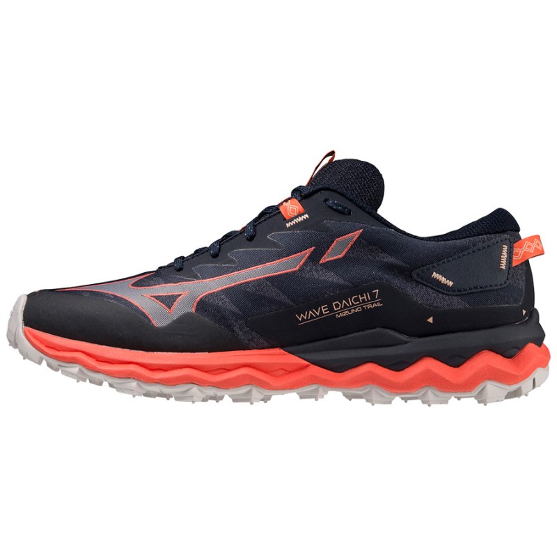 Mizuno WAVE Daichi 7 Donkerblauw Zilver Rood | DQZP5032