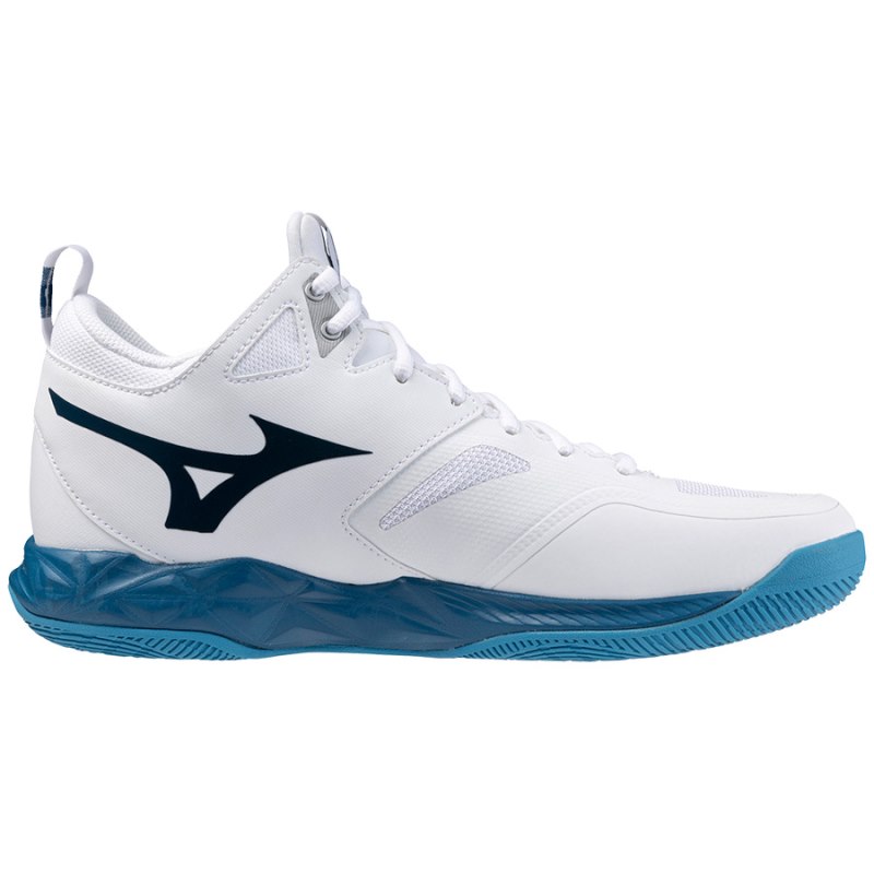 Mizuno WAVE Dimension Mid Wit Blauw Zilver | NHAU3743