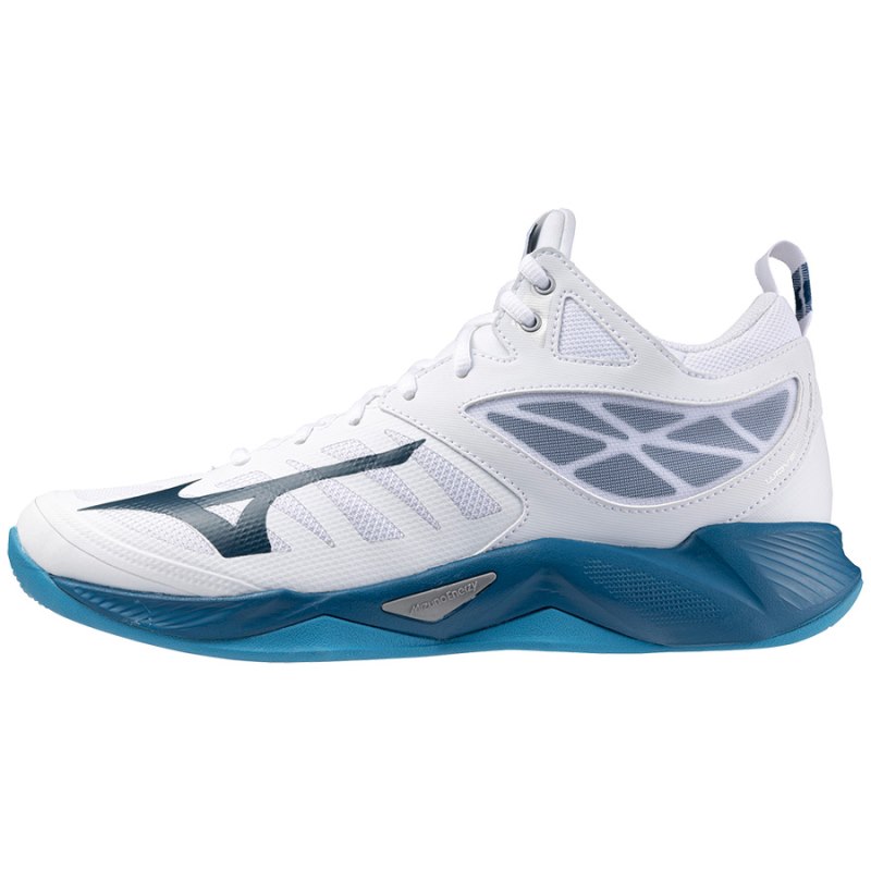 Mizuno WAVE Dimension Mid Wit Blauw Zilver | NHAU3743