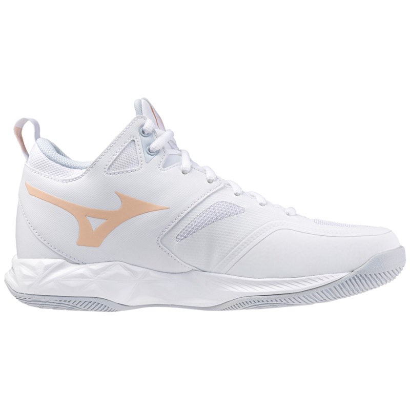 Mizuno WAVE Dimension Mid Wit Lichtoranje Lichtblauw | TKBD3493