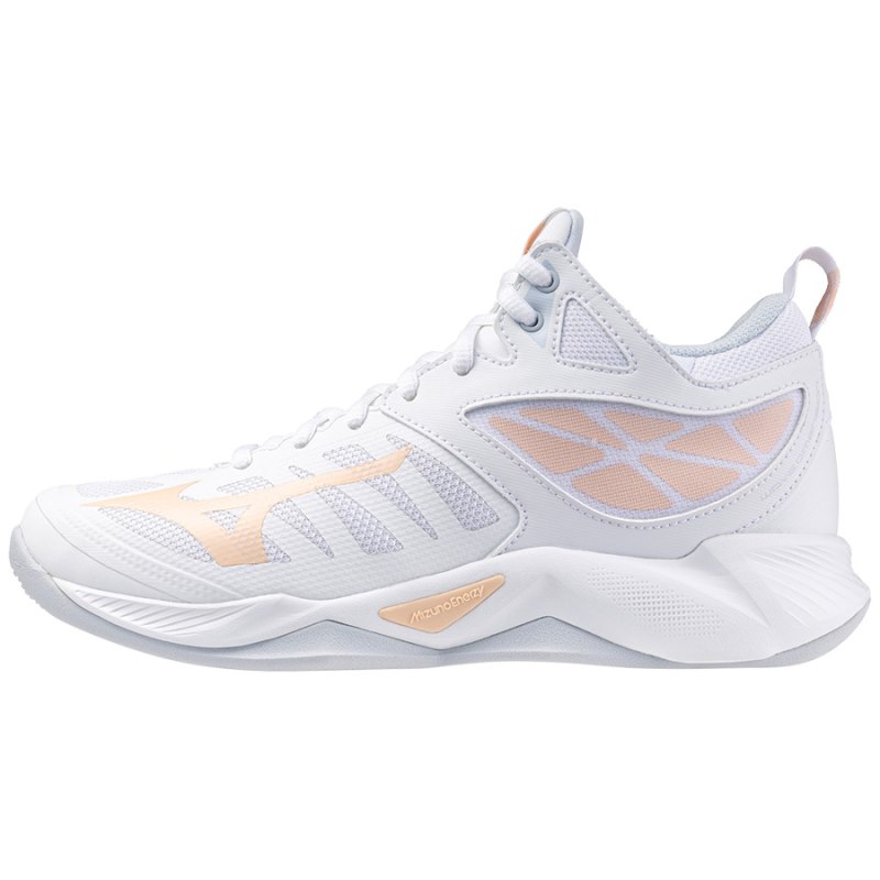 Mizuno WAVE Dimension Mid Wit Lichtoranje Lichtblauw | TKBD3493