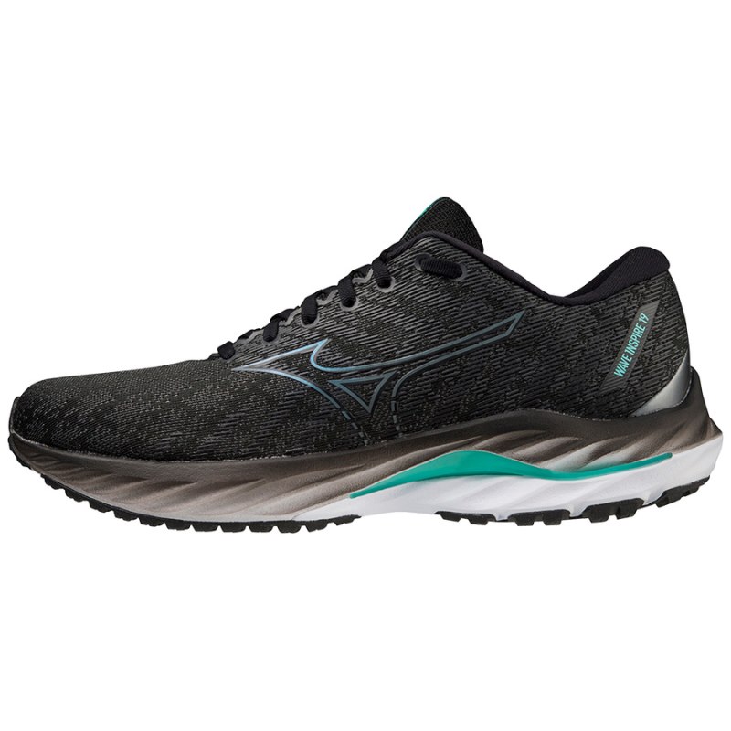 Mizuno WAVE Inspire 19 Zwart Donkergrijs Groen | YEBM4459