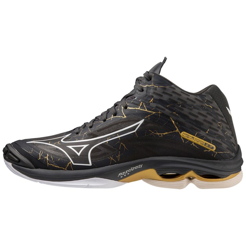 Mizuno WAVE Lightning Z7 Mid Zwart Goud | RYKE7698