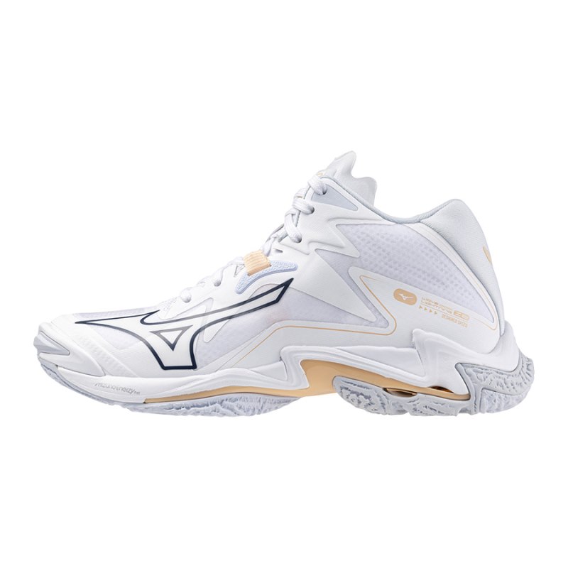 Mizuno WAVE Lightning Z8 Mid Wit Donkerblauw Lichtoranje | CUQB7158