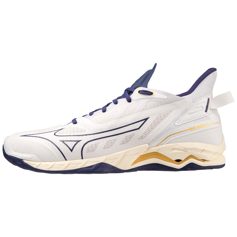 Mizuno WAVE Mirage 5 Wit Blauw Goud | IUHE0297