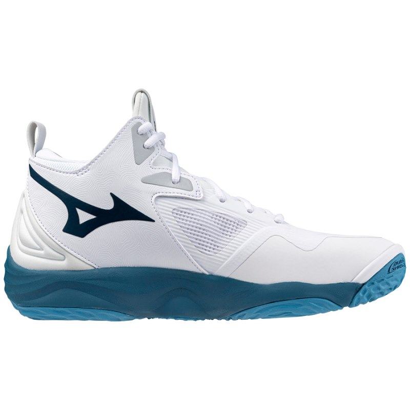 Mizuno WAVE Momentum 3 Mid Wit Blauw Zilver | TSJO8256