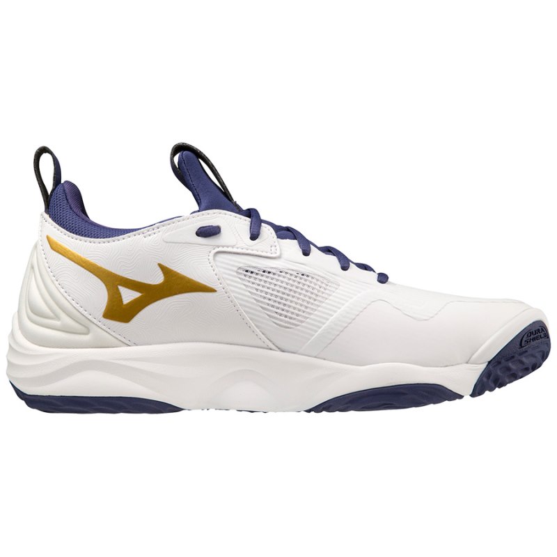 Mizuno WAVE Momentum 3 Wit Blauw Goud | KHZF8144