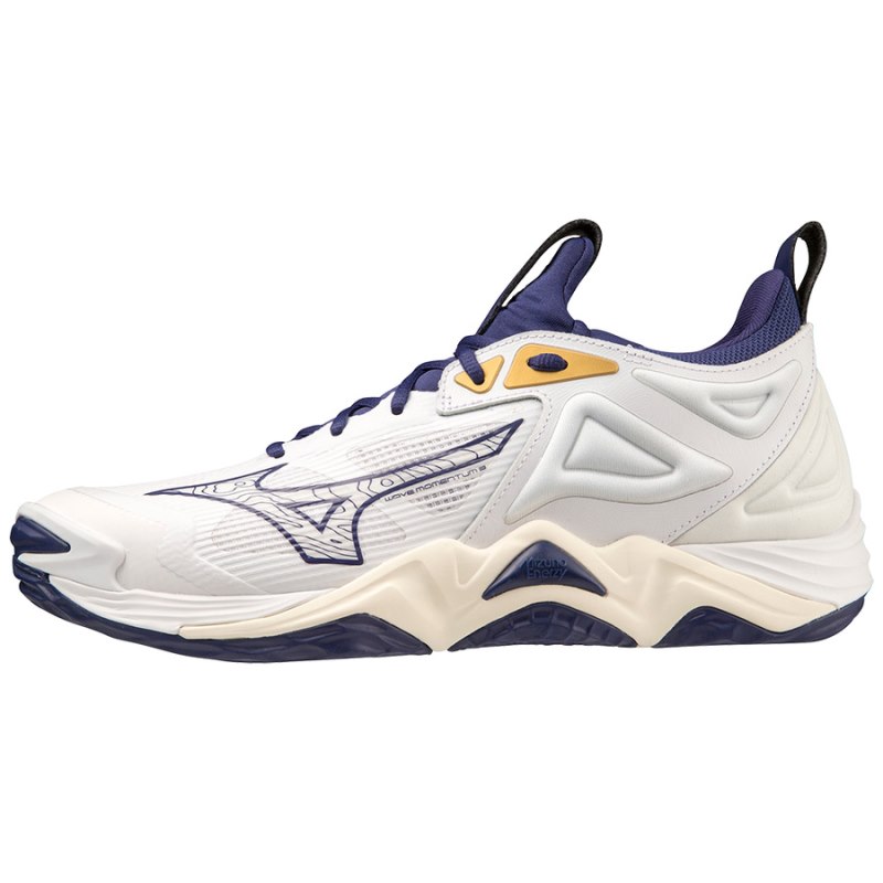 Mizuno WAVE Momentum 3 Wit Blauw Goud | KHZF8144