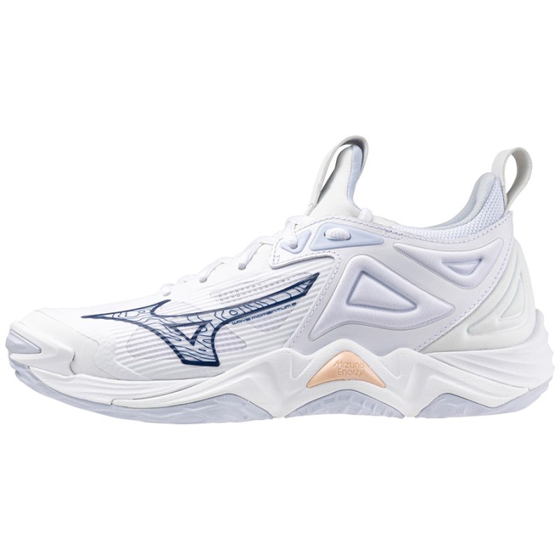 Mizuno WAVE Momentum 3 Wit Donkerblauw Lichtoranje | GBEM6555