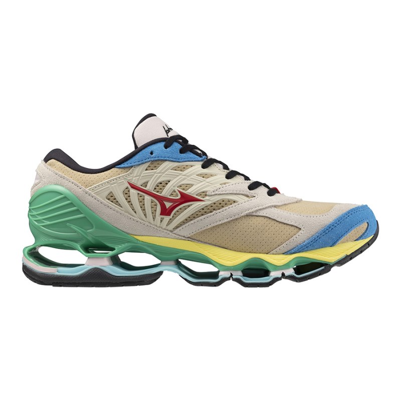 Mizuno WAVE Prophecy LS Beige Rood Blauw | YHUA5818