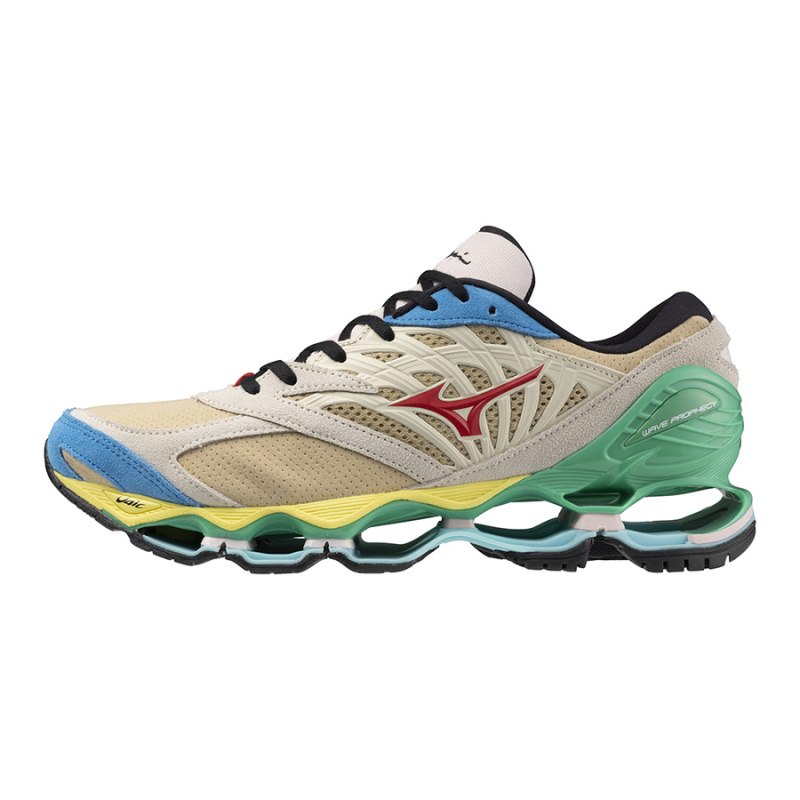 Mizuno WAVE Prophecy LS Beige Rood Blauw | YHUA5818