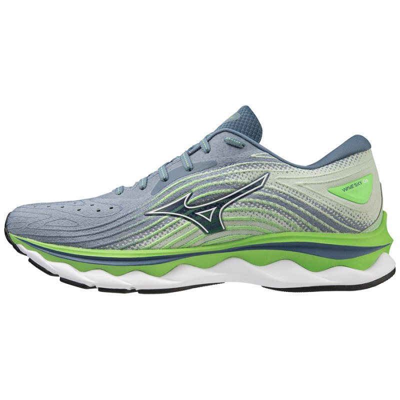 Mizuno WAVE Sky 6 Blauw Wit Groen | VWUT8374