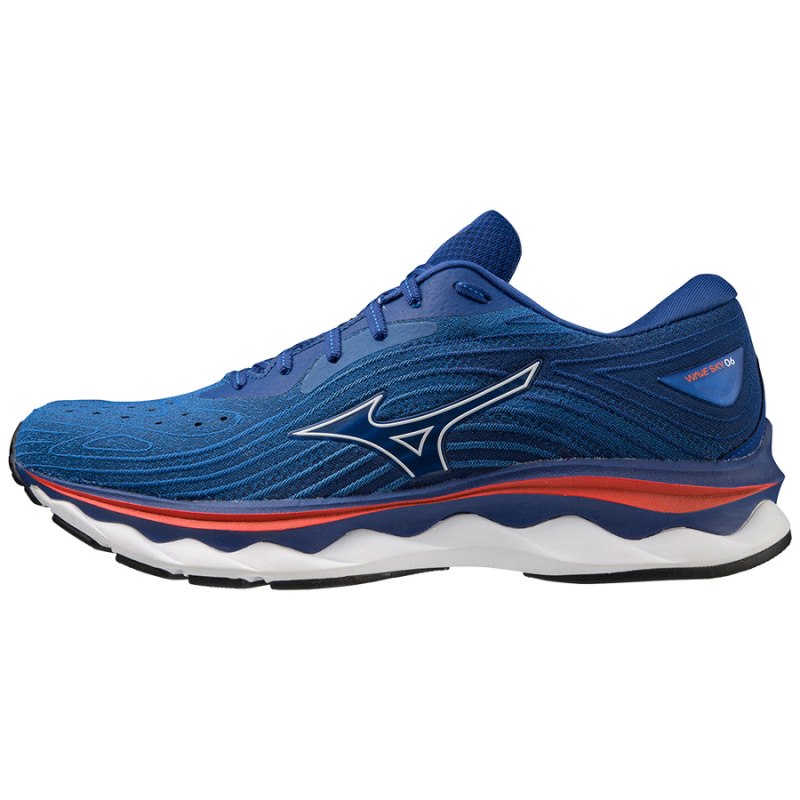 Mizuno WAVE Sky 6 Donkerblauw Wit Rood | VOEB0629