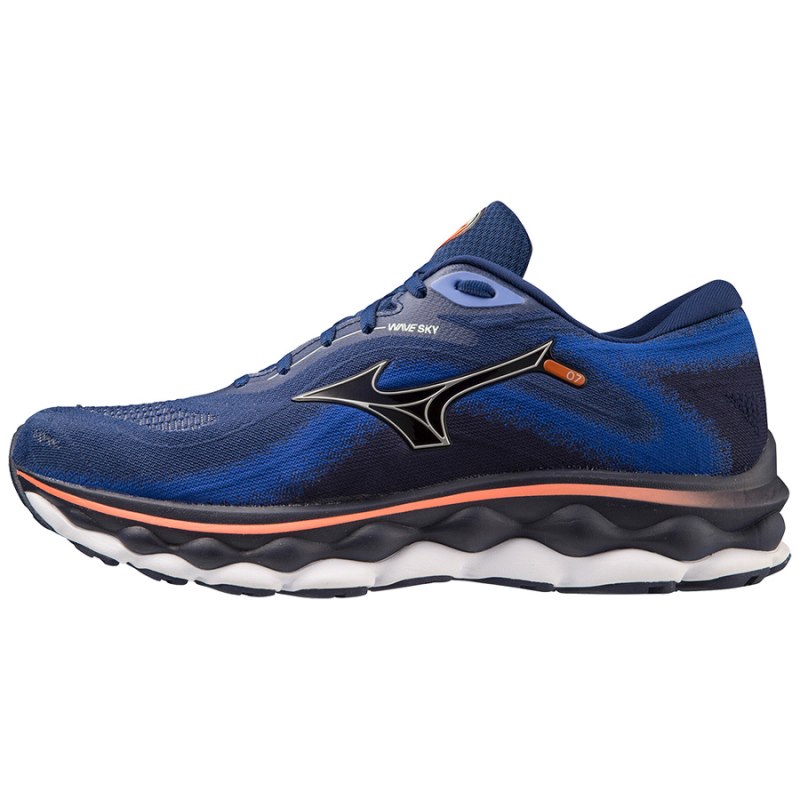 Mizuno WAVE Sky 7 Donkerblauw Zilver Oranje | EZVE0580